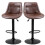 Set of 2 Adjustable Bar Stools with Footrest Black Brown 2