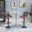 Set of 2 Adjustable Bar Stools with Footrest Black Brown 4