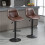 Set of 2 Adjustable Bar Stools with Footrest Black Brown 3