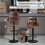 Set of 2 Adjustable Bar Stools with Footrest Black Brown 6