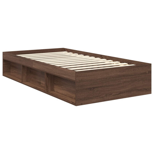 VidaXL vidaXL Bed Frame with Headboard Brown Oak 100 x 200 cm Solid Pine Wood 2