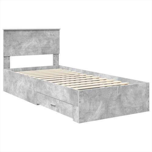 VidaXL vidaXL Bed Frame Concrete Grey and Silver 75 x 190 cm Engineered Wood 1