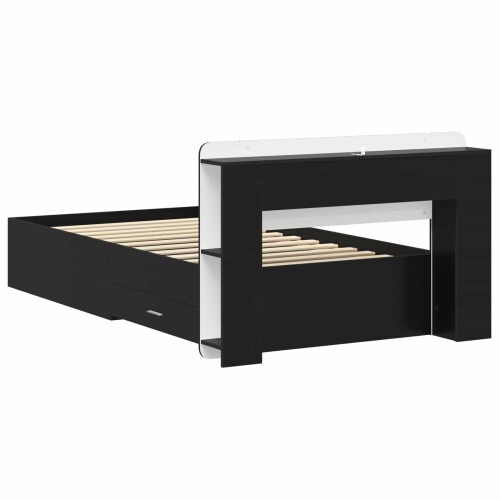 VidaXL vidaXL Bed Frame with Storage Black 75 x 190 cm Engineered Wood 1
