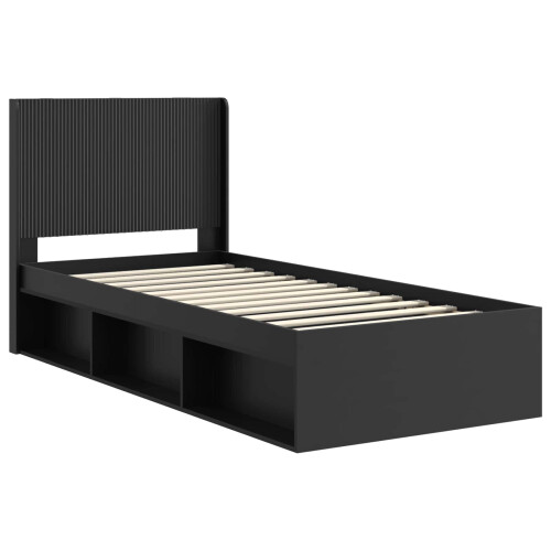 VidaXL vidaXL Bed Frame with Storage and Headboard Black 90 x 190 cm 1