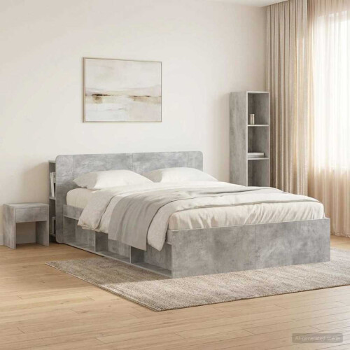 VidaXL vidaXL Headboard Cabinet with Storage Concrete Grey Engineered Wood 2