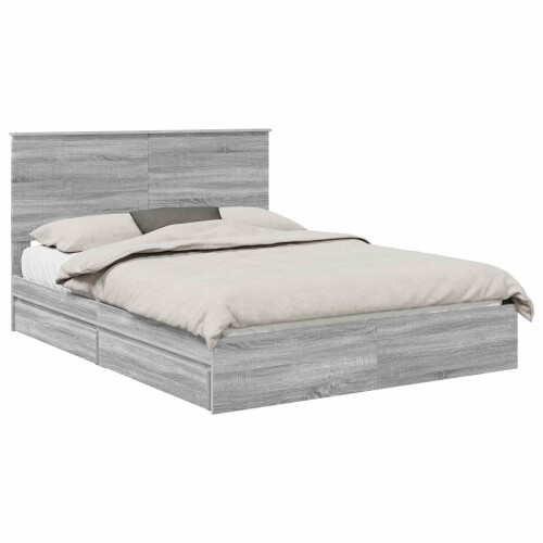 VidaXL vidaXL Storage Bed Grey Sonoma 150 x 200 cm Engineered Wood 1