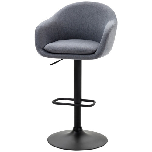 Height Adjustable Bar Stool with Footrest Linen Look Grey 1