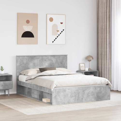 VidaXL vidaXL Bed Frame Concerte Grey 150 x 200 cm Solid Pine Wood 1