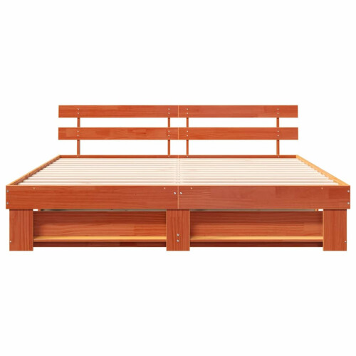 VidaXL vidaXL Bed Frame with Headboard Brown 180 x 200 cm Solid Pine Wood 2