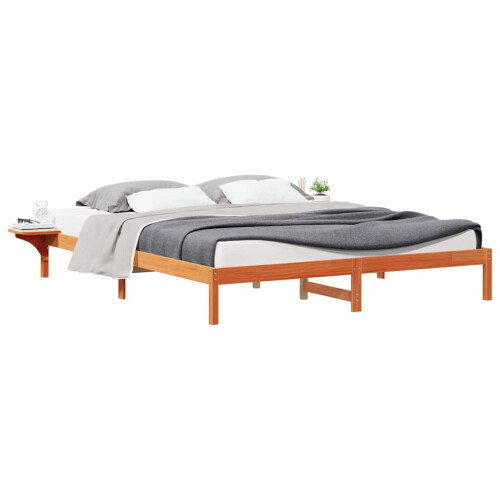 VidaXL vidaXL Bed Frame with Side Tables Wax Brown 200 x 210 cm 1