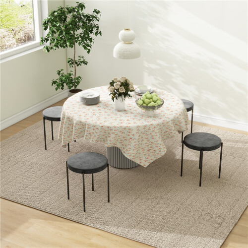 Set of 4 Velvet Kitchen Stools Stackable Steel Frame Grey 2
