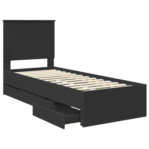 VidaXL vidaXL Bed Frame with Drawer Black 75 x 190 cm Engineer Wood 2