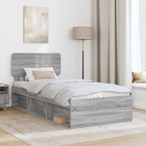 VidaXL vidaXL Bed Frame Grey Sonoma 90 x 190 cm Solid Pine Wood 2