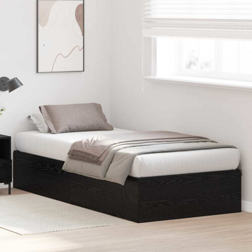 VidaXL vidaXL Storage Bed Frame Black Oak 90 x 190 cm Engineered Wood 2