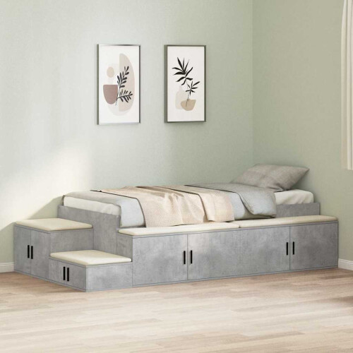 VidaXL vidaXL Storage Bed Frame Concrete Grey 75 cm Engineered Wood 2