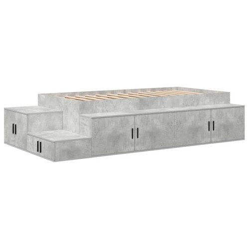 VidaXL vidaXL Storage Bed Frame Concrete Grey 75 cm Engineered Wood 1