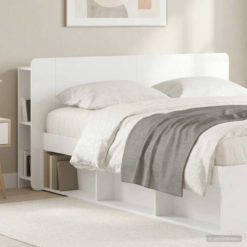 VidaXL vidaXL Headboard Cabinet with Storage High Gloss White Engineered Wood 2