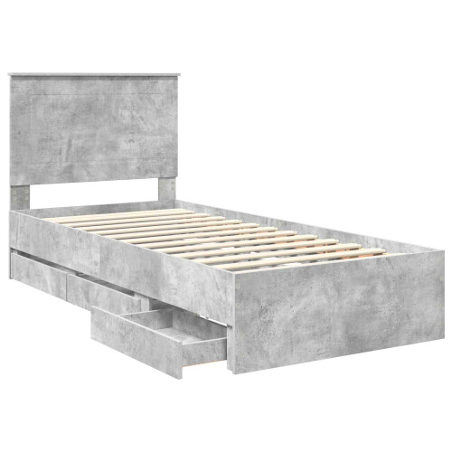 VidaXL vidaXL Bed Frame with Drawer Concrete Grey 75 x 190 cm Engineer Wood 2