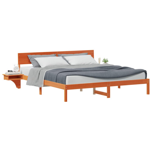 VidaXL vidaXL Bed Frame with Headboard Wax Brown 200 x 200 cm Solid Pine Wood 2