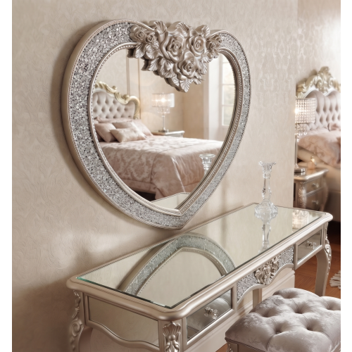 Heart Crackle MDF Mirror Champagne Framed 85x80Cm 1