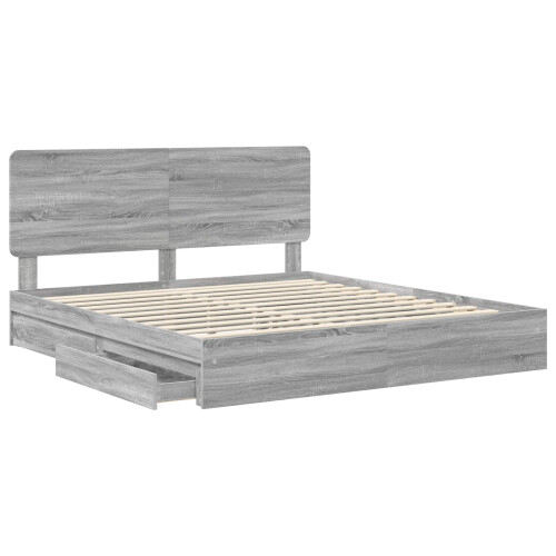 VidaXL vidaXL Storage Bed Grey Sonoma 200 x 200 cm Engineered Wood 2