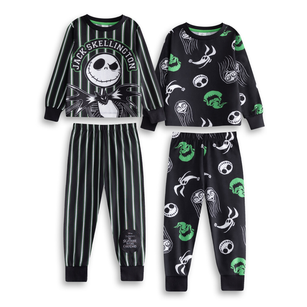 Disney (13-14 Years) The Nightmare Before Christmas Multi-Pack Of 2 Long Sleeve Long Leg Pyjama Set (Unisex Kids Black)