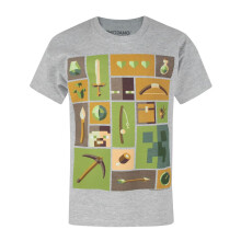 Minecraft Short Sleeved T-Shirt (Boys Grey)