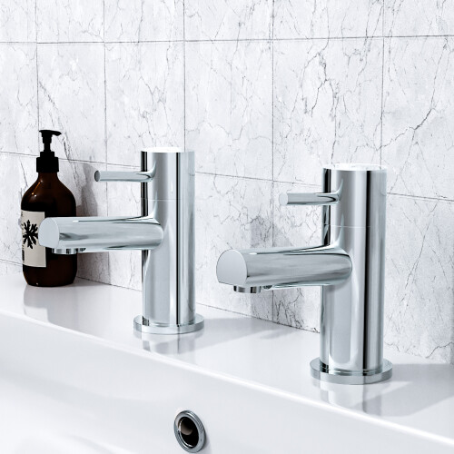 NES Home Marc Twin Hot & Cold Basin Taps Chrome 1