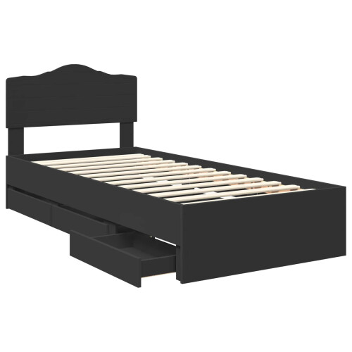 VidaXL vidaXL Bed Frame with Drawer Black 75 x 190 cm Engineer Wood 2