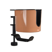 Desk Cup Holder 2 in 1 Desk Cup Holder with Headphone Hanger 360-Degree Rotation Adjustable Arm Clamp Headset Hook