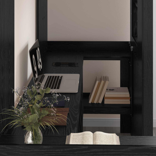 VidaXL vidaXL Loft Bed Frame with Desk Black Oak 75 x 190 cm Engineered Wood 2