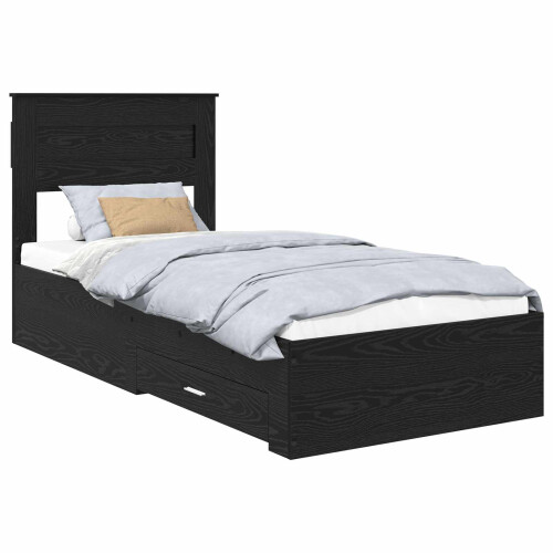 VidaXL vidaXL Bed Frame with Headboard Black Oak 100 x 200 cm Engineered Wood 1