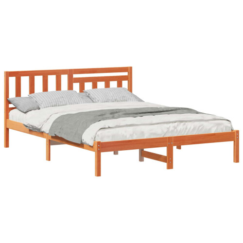 VidaXL vidaXL Bed Frame with Headboard Wax Brown 150 x 200 cm Solid Pine Wood 2