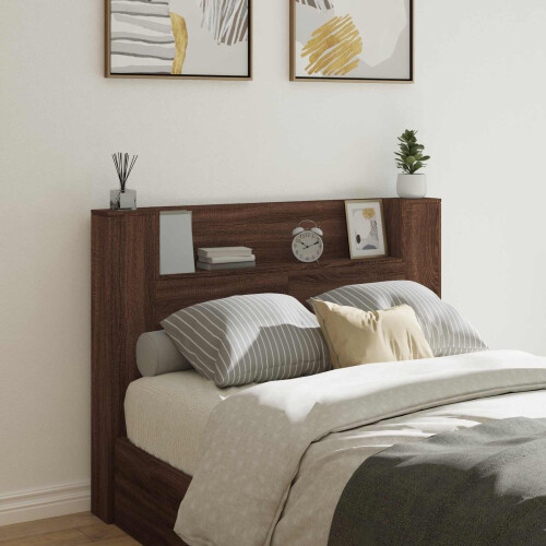 VidaXL vidaXL Storage Headboard with LED Brown Oak Engineered Wood