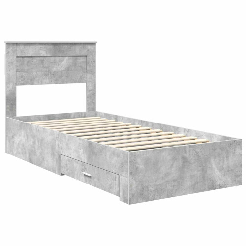 VidaXL vidaXL Bed Frame Concrete Grey and Silver 75 x 190 cm Engineered Wood 1