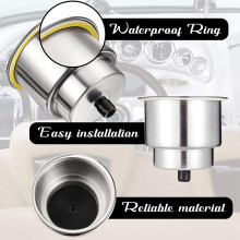 2 Pieces Stainless Steel Cup Drink Holder Boat Cup Drink Holder with Drain for Marine Boat RV Car Trailer