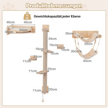 Wandmontiertes Katzenmöbel-Set mit Hängematten und Bett
