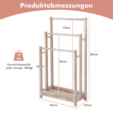 Bambus-Badezimmer-Auffrischungsset (3-teilig) – Schmaler Schrank, Handtuchhalter aus Holz und hoher Wäschekorb