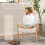 Upholstered Armchair with Armrests Solid Wood Frame Cream 7