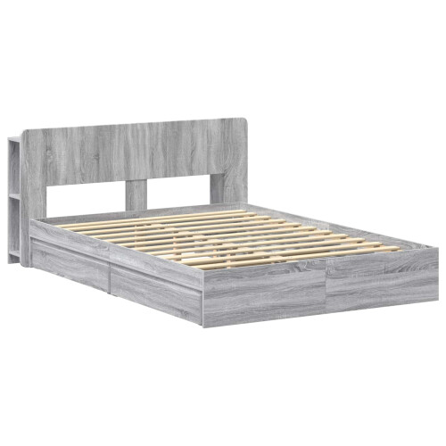 VidaXL vidaXL Bed Frame with Storage Grey Sonoma 150 x 200 cm Engineered Wood 1