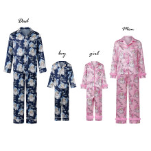 (Girl-5T) Mommy and Me Matching Christmas Pajamas Sets Santa Claus Letter Satin Long Sleeve Shirts Pants Sleepwear Family Sleepwear
