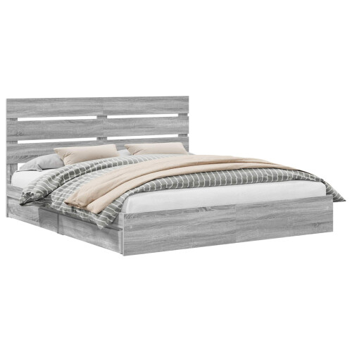 VidaXL vidaXL Storage Bed Grey Sonoma 180 x 200 cm Engineered Wood 2