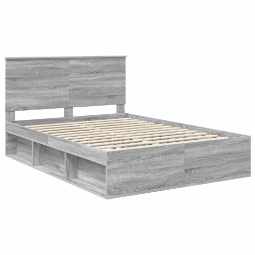 VidaXL vidaXL Bed Frame with Drawer Grey Sonoma 150 x 200 cm Solid Pine Wood 2