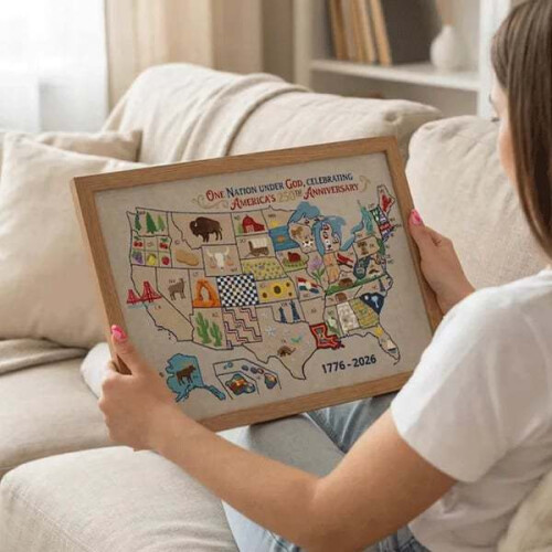 USA Map Cross Stitch DIY Kit 1