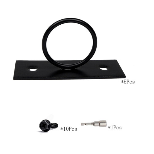 5 Stück schwarze Seilschnurhalter, Edelstahl-Deckkabelgeländer-Set Black