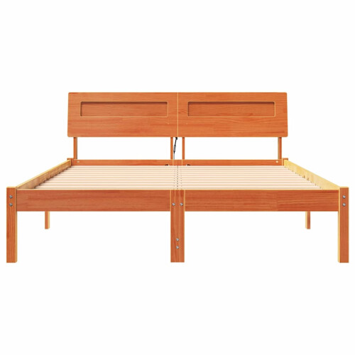 VidaXL vidaXL Bed Frame with Headboard Wax Brown 120 x 190 cm Solid Pine Wood 1