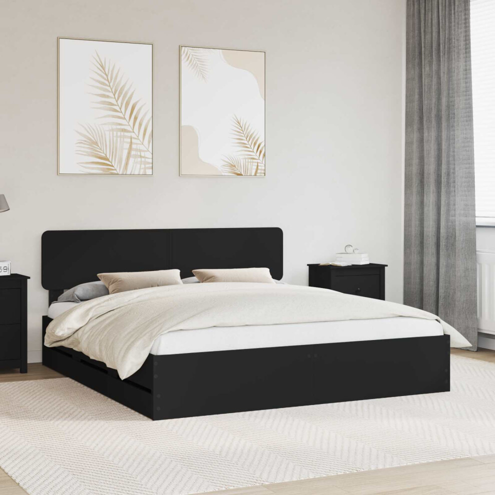 Vidaxl Bed Frame With Drawer Black 200 X 200 Cm Engineered Wood