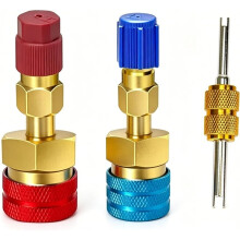R1234YF Schnellkupplung, R1234YF zu R134A Adapter, Hoch-/Niederdruck Schnellanschluss-Kit, für Kfz-Klimaanlagen-Kältemittel