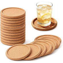 20 Pièces de Sous-Verres en Liège - Sous-Verres Ronds en Liège avec Bord - Sous-Verres Absorbants et Résistants à la Chaleur pour la Plupart des