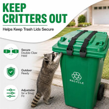 2PCS Verrous de Poubelle Anti-Ours avec Sangle Réglable pour Poubelles Extérieures de 28 à 96 Gallons, Contre les Ratons Laveurs.